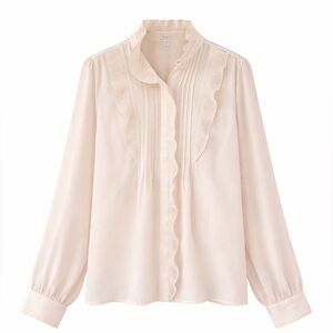 Express Vintage Cream Pleated Blouse – Classic Elegance